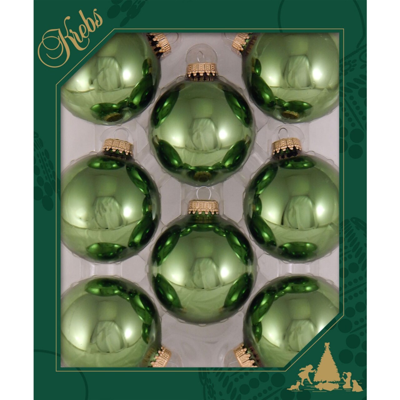 Christmas by Krebs 8ct Jungle Green Shiny Glass Christmas Ball Ornaments 2.5" (67mm)